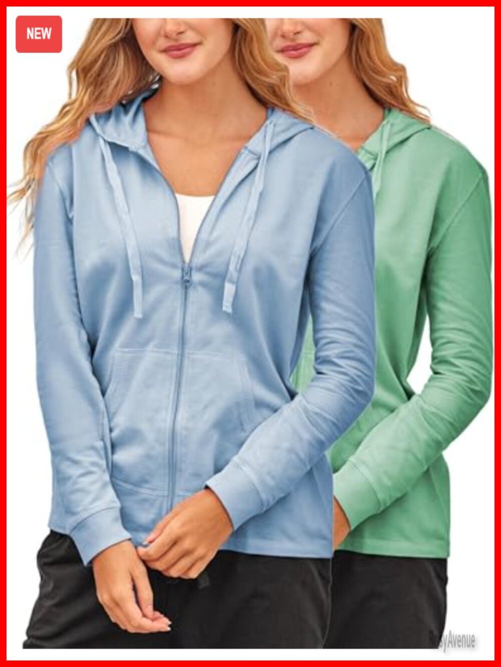 French Terry Fleece Full-Zip Hoodie Cotton Knit Jacket Casual